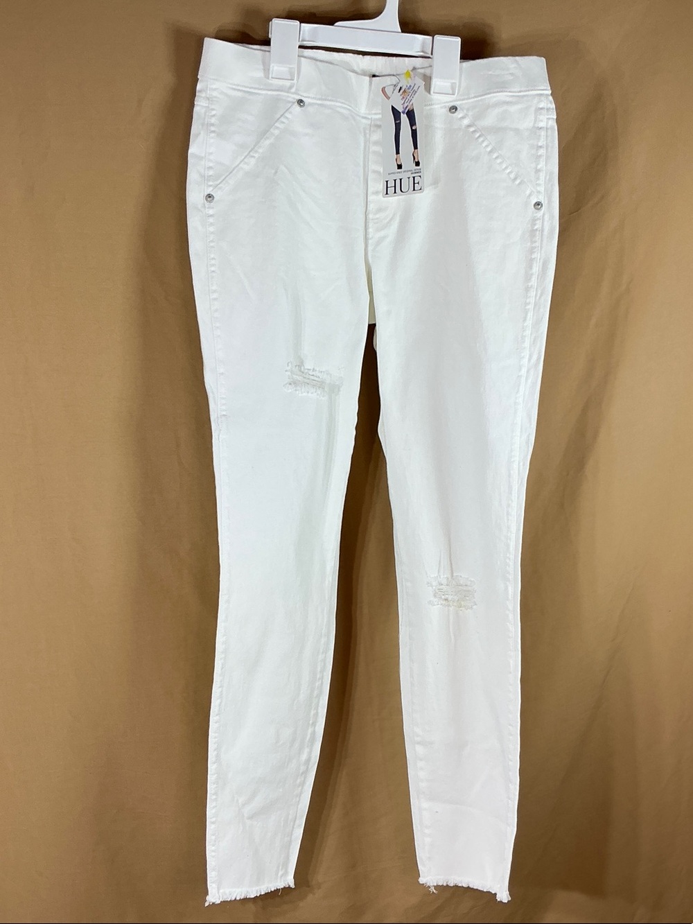 HUE White Skinny Distressed Women's Jeans Size M 30" Waist NWT